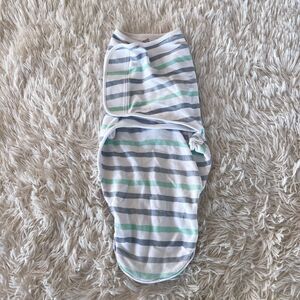 Aden & Anias Striped Easy Swaddle Blanket Sleep Sack Gray Green 0-3 Months